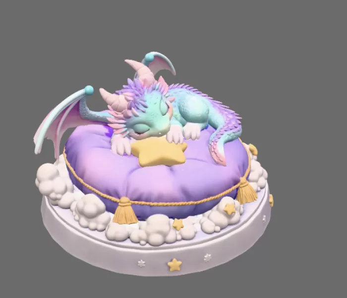 Sleeping Dream Dragon STL File 3D Print - Model preview 5