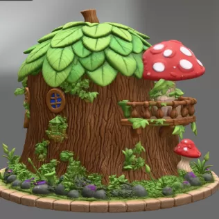 Enchanted Tree House Cottage STL File for 3D Print - Model thumbnail 9