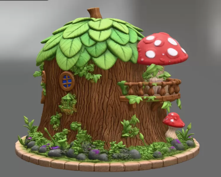 Enchanted Tree House Cottage STL File for 3D Print - Model preview 9