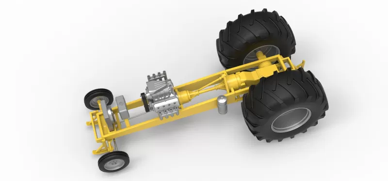 Vintage Pulling tractor Base Version 2 Scale 1:25 - Model preview 4