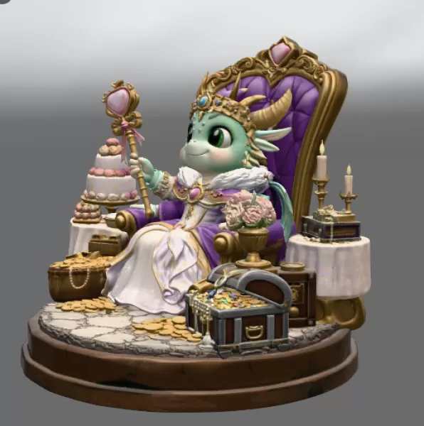 Royal Dragon Queen STL File for 3D Print - Model preview 4