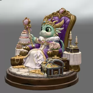 Royal Dragon Queen STL File for 3D Print - Model thumbnail 4