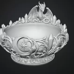 Celestial Crystal Dragon Bowl STL File for 3D Print - Model thumbnail 13