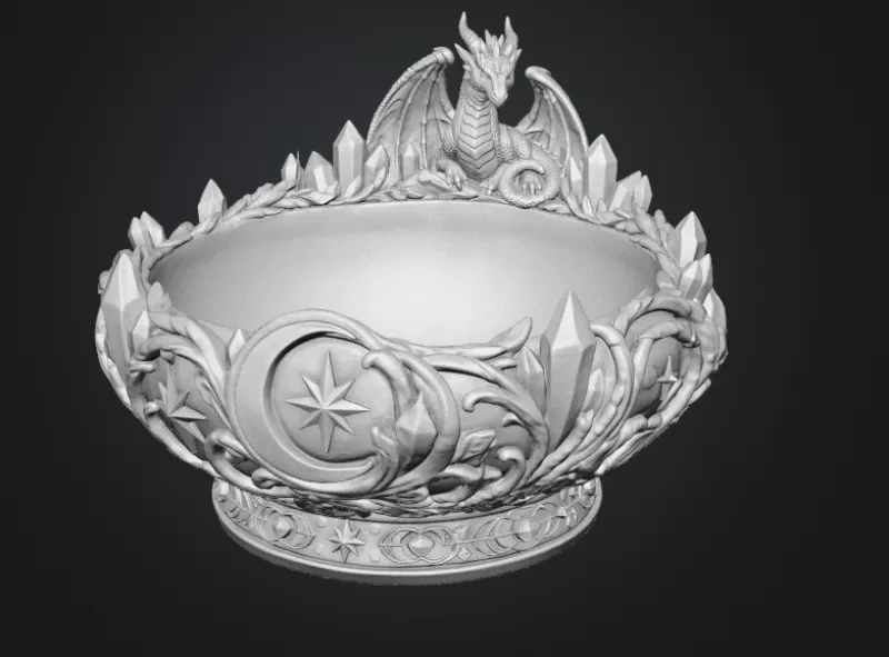 Celestial Crystal Dragon Bowl STL File for 3D Print - Model preview 13