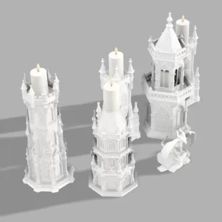 Complete Gothic Castle Set - 4 Towers + Dragon - Model thumbnail 6