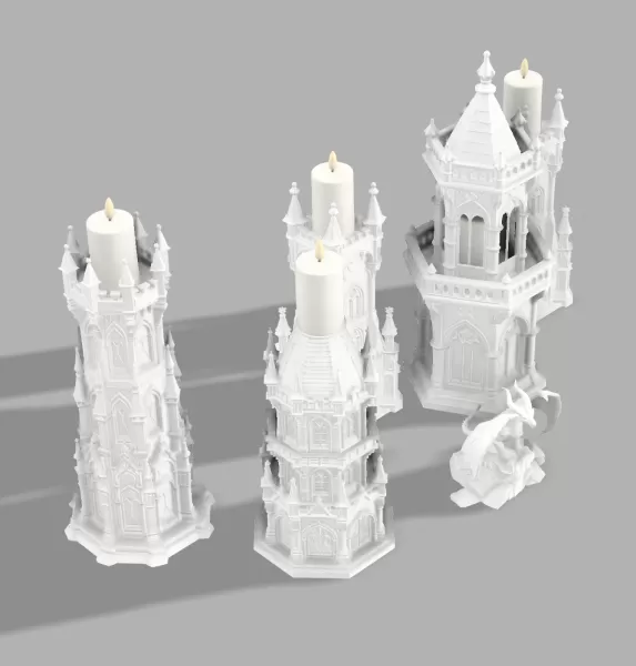 Complete Gothic Castle Set - 4 Towers + Dragon - Model preview 6