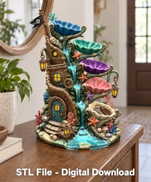 Enchanted Shipwreck Shell Bowl Organizer STL File for 3D Print - Model preview 3
