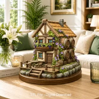 Fantasy Wine Cottage – Medieval Vineyard House STL for 3D Printi - Model thumbnail 2