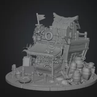 Floating Fish Market Boat STL File for 3D Print - Model thumbnail 13
