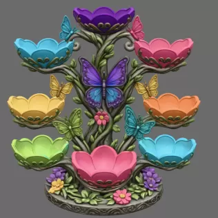 Butterfly Flower Bowl Organizer STL File for 3D Print - Model thumbnail 6