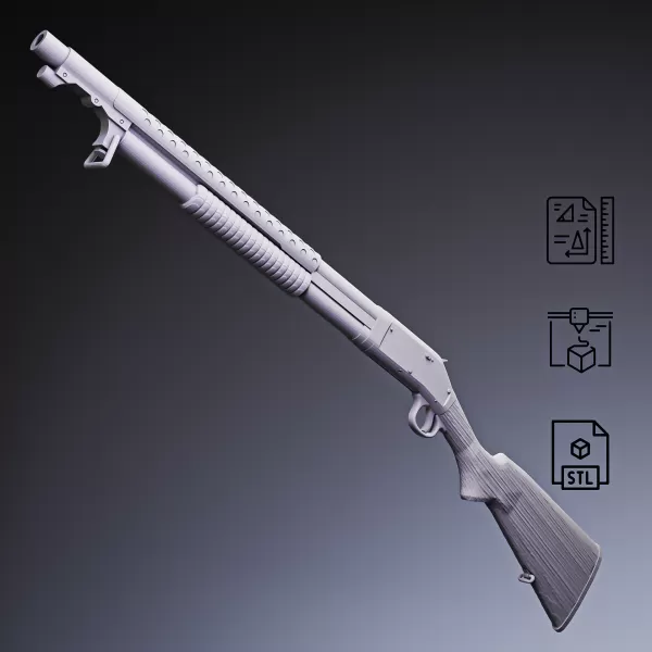 M1897 Pump-Action Shotgun - Model preview 3