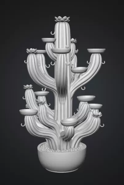 Blooming Cactus Jewelry Organizer STL File for 3D Print - Model preview 17