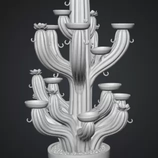 Blooming Cactus Jewelry Organizer STL File for 3D Print - Model thumbnail 17