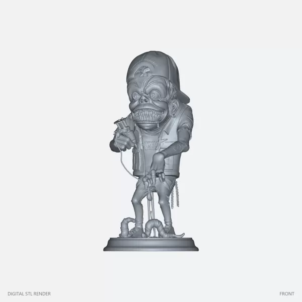 Grinning Fantasy Tattooist Figurine - STL - Model preview 1