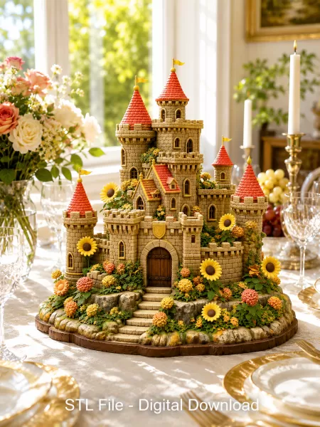 Sunflower Fantasy Castle STL File for 3D Print - Model preview 1