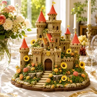 Sunflower Fantasy Castle STL File for 3D Print