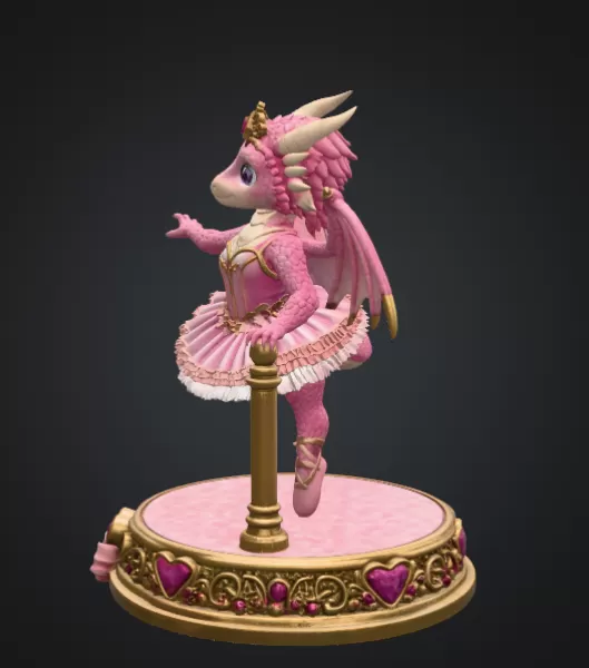 Ballerina Dragon Princess STL File for 3D Printing - Model preview 5