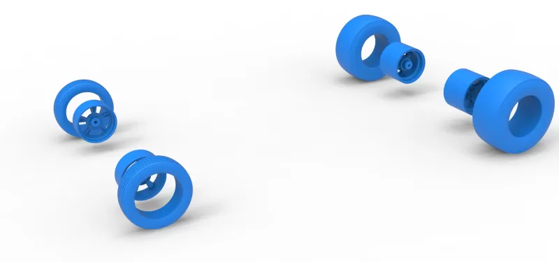 Wheel Set of Vintage Front engine dragster Version 7 Scale 1:25 - Model preview 10