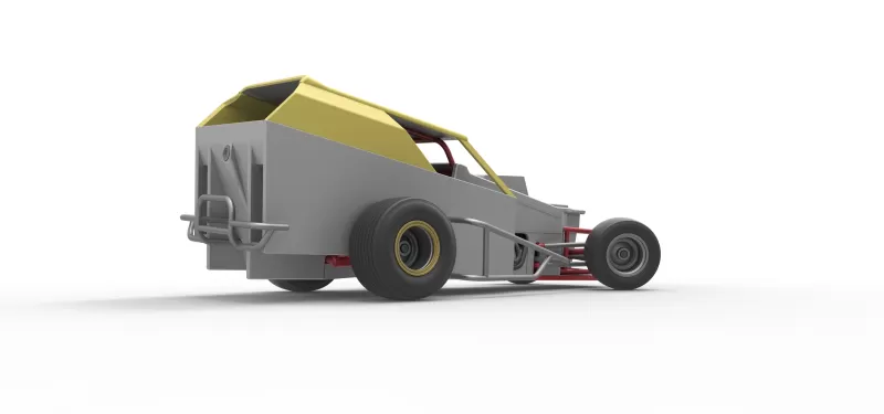 Vintage Dirt Modified stock car V7 while turning Scale 1:25 - Model preview 21