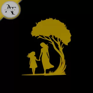 Mom and daughter - Silhouette - 2D Wall Art Decor