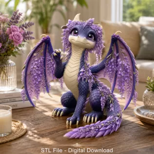 Wisteria Blossom Dragon STL File for 3D Print - Model thumbnail 5