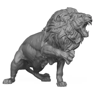 3D Printable Lion Attack Pose Statue - Model thumbnail 5