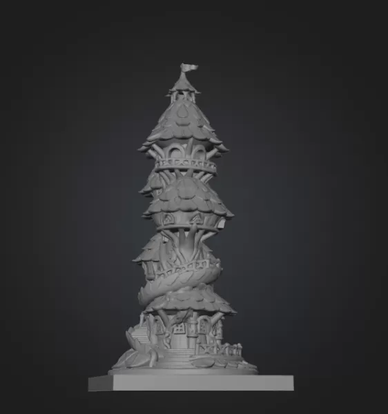 Advertising Enchanted Spiral Tree Tower STL File 3D Printable Fa - Model preview 11