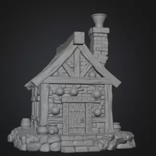 Fantasy Alchemist Cottage STL File for 3D Print - Model thumbnail 8