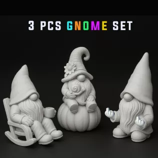 Garden Gnome Figures, 3 pcs. Spring Gnomes, Rocking Chair - Model thumbnail 4
