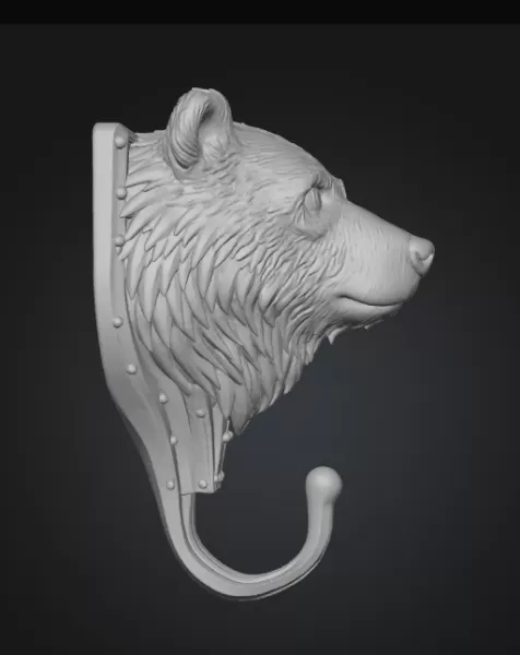 🐻 Steampunk Bear Wall Hook – 3D Print Model (STL) - Model preview 4