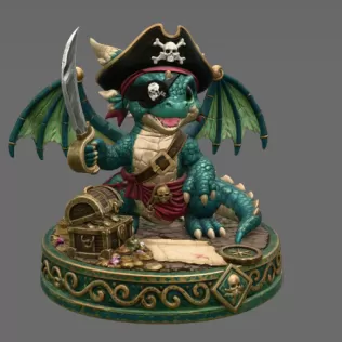 Cute Treasure Hunter Dragon STL File for 3D Printing - Model thumbnail 7