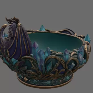 Celestial Crystal Dragon Bowl STL File for 3D Print - Model thumbnail 11
