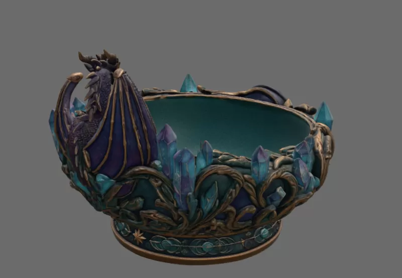 Celestial Crystal Dragon Bowl STL File for 3D Print - Model preview 11
