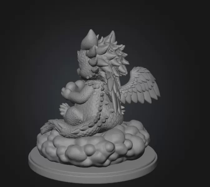 Cute Angel Dragon with Heart STL File 3D Print - Model preview 8