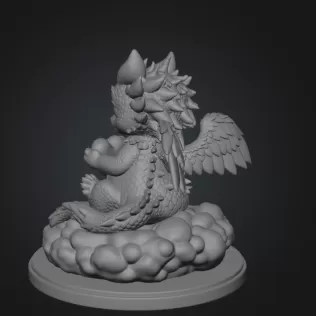 Cute Angel Dragon with Heart STL File 3D Print - Model thumbnail 8