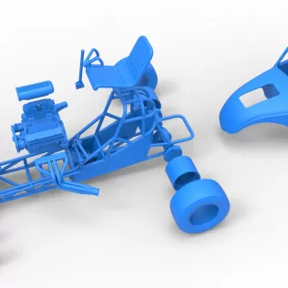 Front engine old school dragster with shell V11 Scale 1:25 - Model thumbnail 19