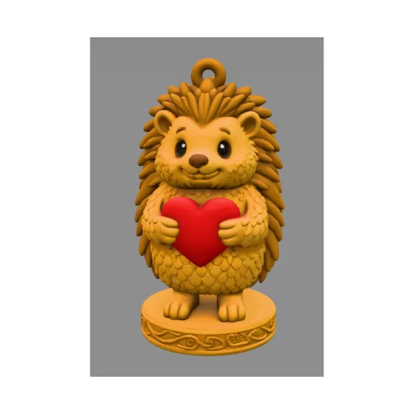 Hedgehog with Heart — Detailed Hedgehog Pendant / Figurine - Model preview 1