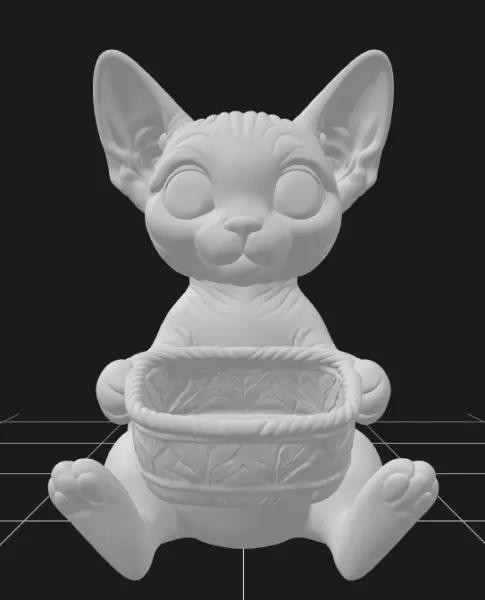 Sphynx Cat Holding a Gift Basket - Model preview 2
