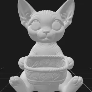 Sphynx Cat Holding a Gift Basket - Model thumbnail 2