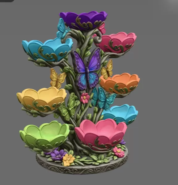 Butterfly Flower Bowl Organizer STL File for 3D Print - Model preview 12