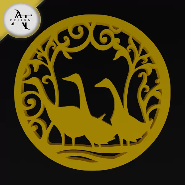 Geese - Silhouette - 2D Wall Art Decor - Model preview 1