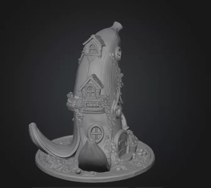 Banana Fantasy House STL File for 3D Printing - Model preview 11