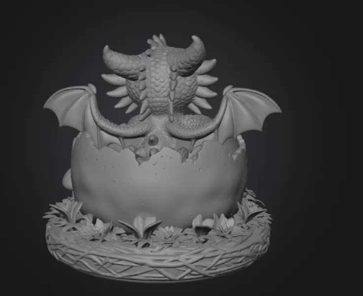 Baby Dragon in Egg – STL File for 3D Printing - Model preview 10