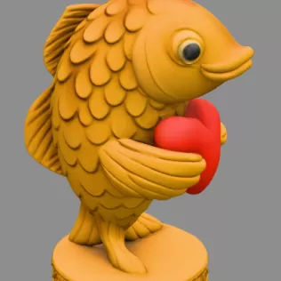 Cute Fish with Heart STL File — Digital Download for 3D print - Model thumbnail 6