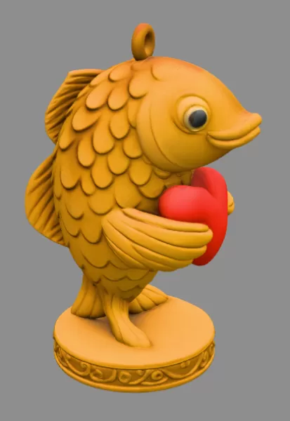 Cute Fish with Heart STL File — Digital Download for 3D print - Model preview 6