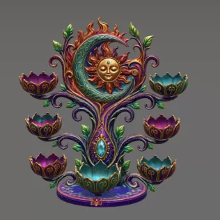 Celestial Sun and Moon Organizer STL File for 3D Print - Model thumbnail 7