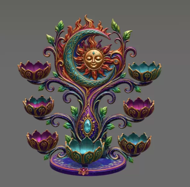 Celestial Sun and Moon Organizer STL File for 3D Print - Model preview 7