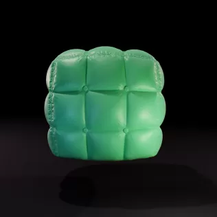 Tufted Pouf Cube Candle - Printable 3D Model - Model thumbnail 2