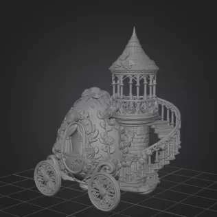 Floral Fantasy Egg Tower Carriage – STL File 3D Printable - Model thumbnail 7