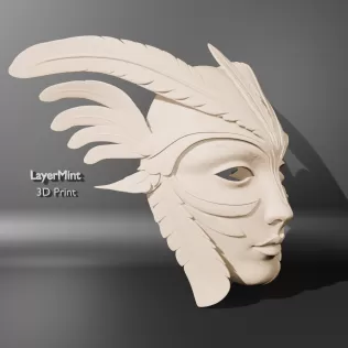 Elegant Fantasy Feather Mask - Model thumbnail 2